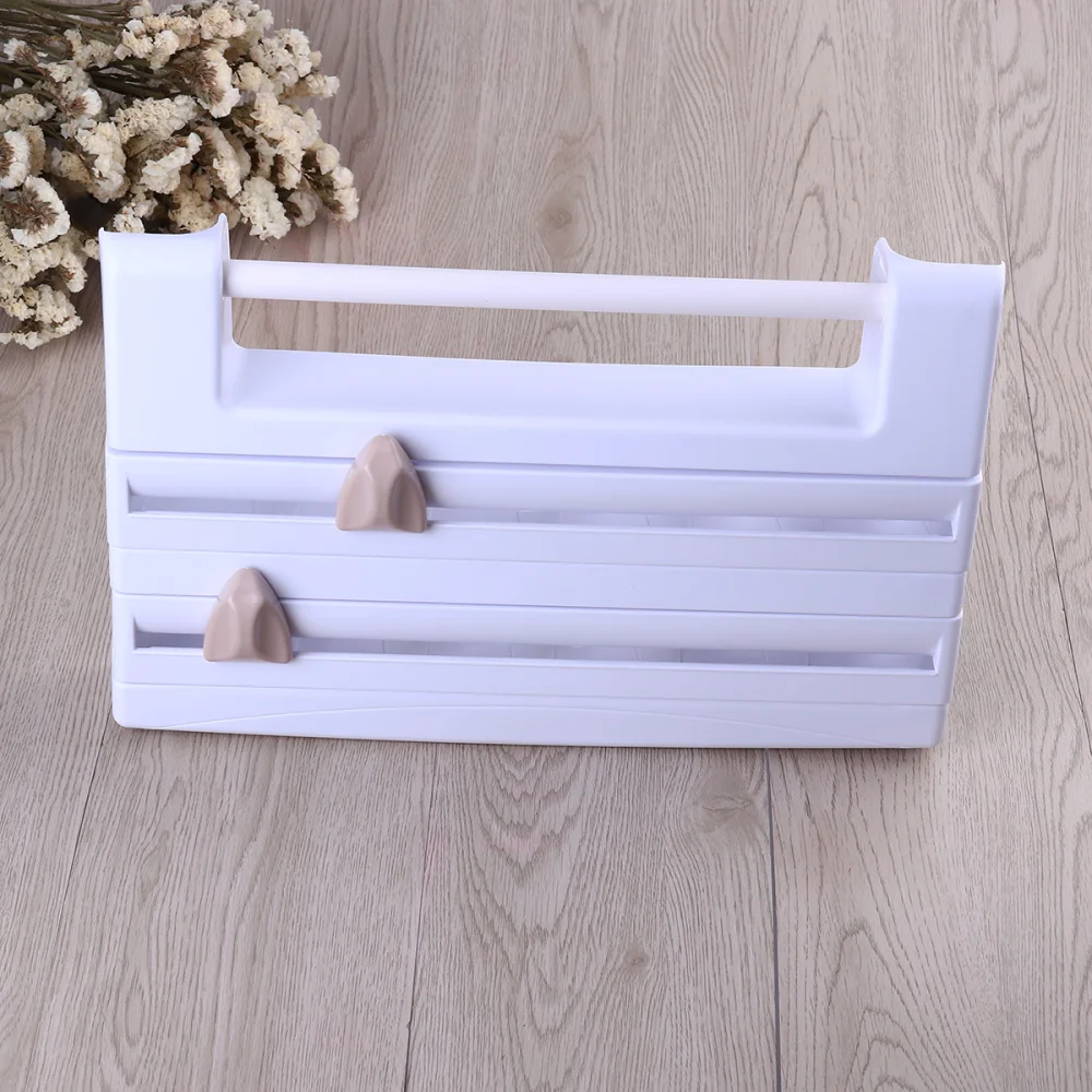 

Multifunctional Home Kitchen Film Sauce Bottle Storage Rack Paper Dispenser Preservative Film Rack Kitchen Accessory (White)