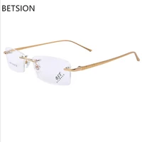 betsion rimless glasses memory titanium eyeglass frame spectacles myopia prescription optical eyewear
