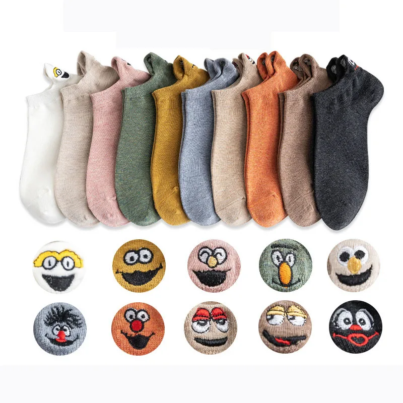 

LUCKY ZONE New Product Women's Socks Low Cut Shallow Mouth Boat Socks Cartoon Heel Embroidery Cotton Funny Cartoon Socks ZMY