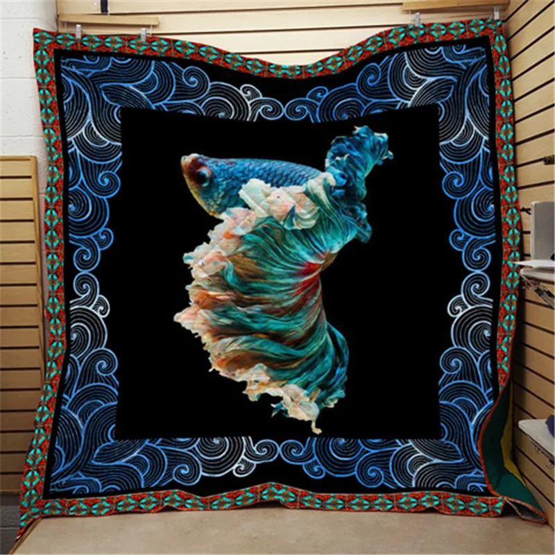 3D цветное цифровое одеяло с принтом рыбы 2019 популярное красивое комфортное