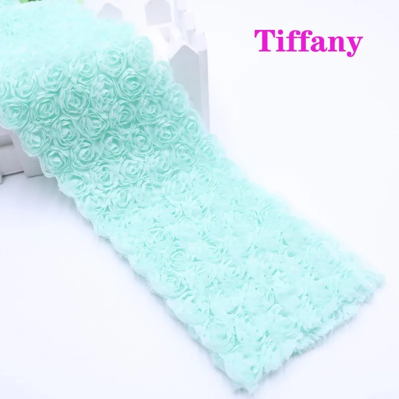 Tiffany 1 м/лот 6 ряд шифоновая Роза цветочная кружевная отделка шифоновая кружевная ткань ленты DIY ручной работы аксессуары для волос материал Костюмы Декор - Цвет: Tiffany