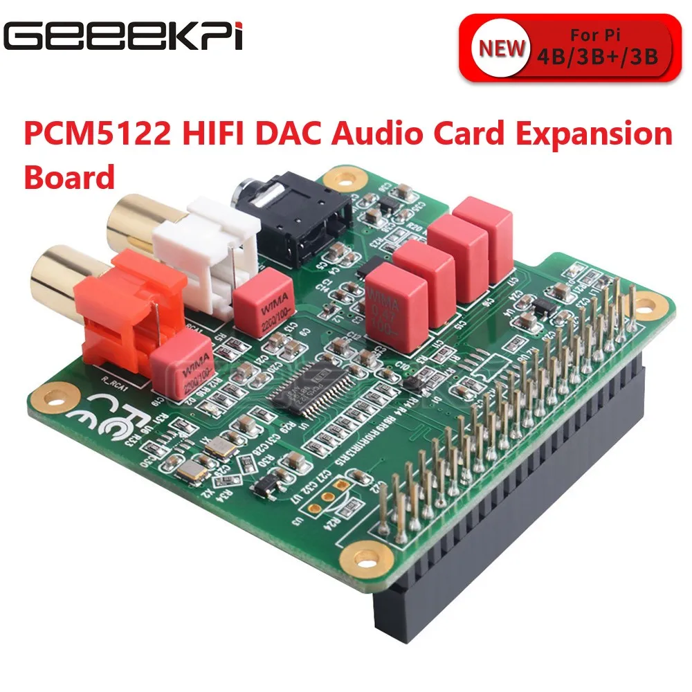 Плата расширения GeeekPi Raspberry Pi 4 Model B DAC PCM5122 HIFI, аудио модуль для Raspberry Pi 4B/3B +/3B/2B