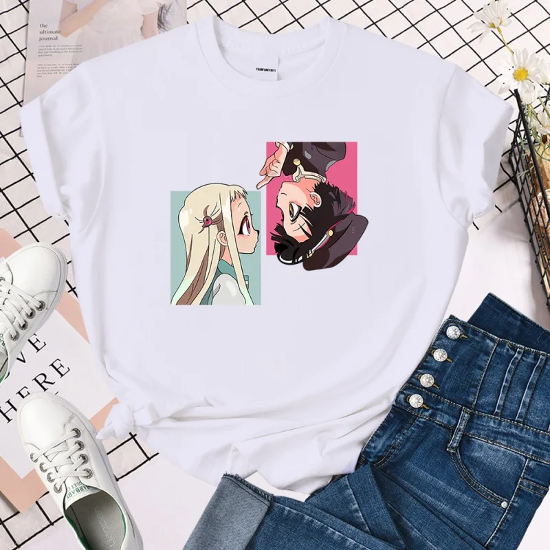 

Jibaku shounen hanako camiseta feminina kawaii em quadrinhos camiseta casual de marca harajuku, camiseta feminina para verão