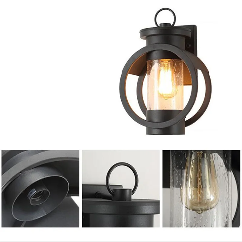 安い のライト、外装ledウォールランタン、マットブラック屋外屋内の壁燭台、4ワットフィラメントエジソンledウォールマウント燭台ポーチランプ