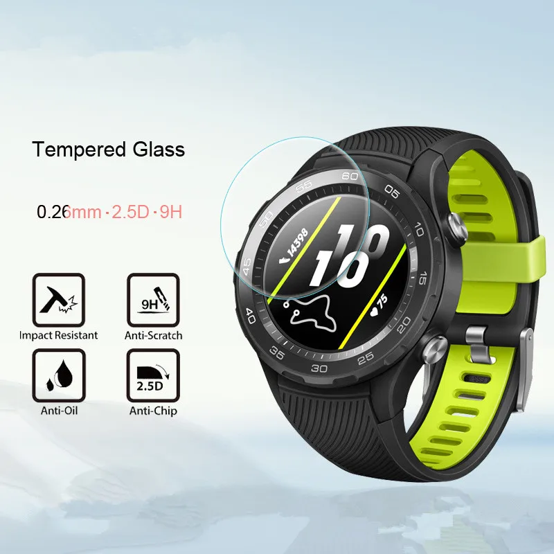 2 шт. 2.5D часы закаленное стекло Защита экрана для Huawei Watch2 2018 /watch2 pro/honor Watch