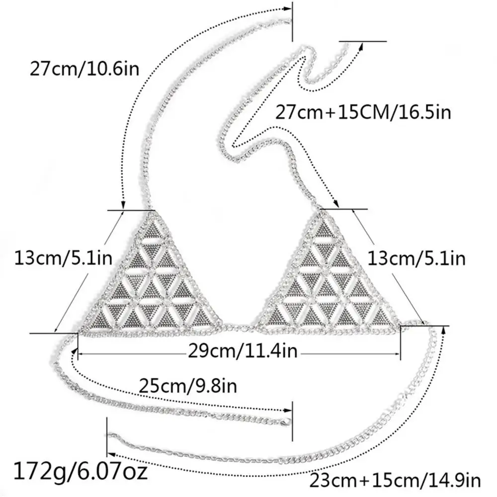 Металлические бралетты цвета золота филигранные Геометрические цепи тела для