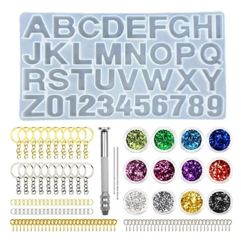 1 Набор кристаллическая эпоксидная смола форма алфавита буквы номер кулон литье