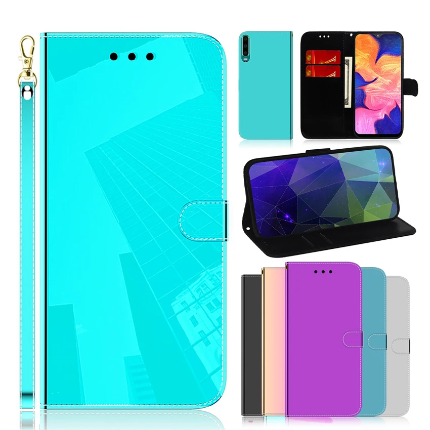 Роскошный кожаный зеркальный флип чехол для Huawei P30 Lite Pro Honor 10 8S Nova 4E Y5 Y6 2019 P Smart