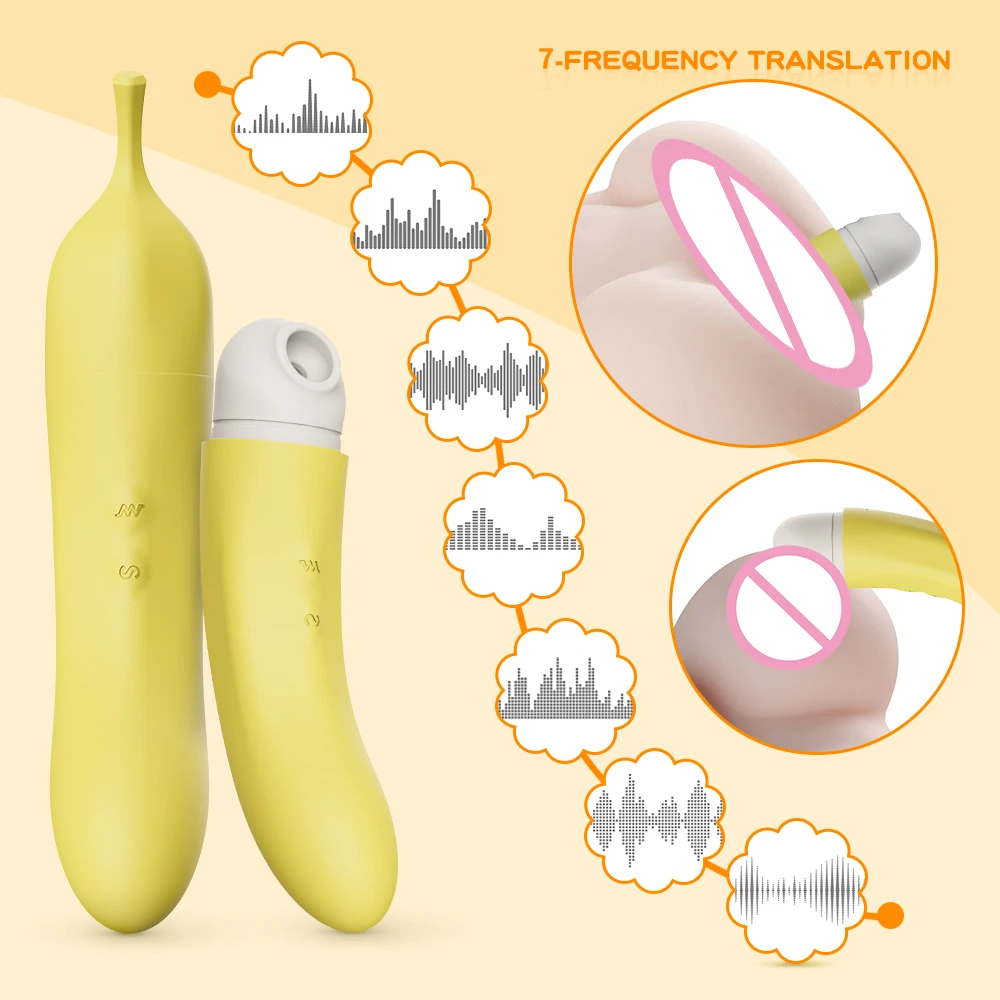 

New 7 Modes Waterproof Vagina Massage Banana Vibrator Breast Clitoral Nipple Sucking Anal Stimulator Adult Sex Toys For Women