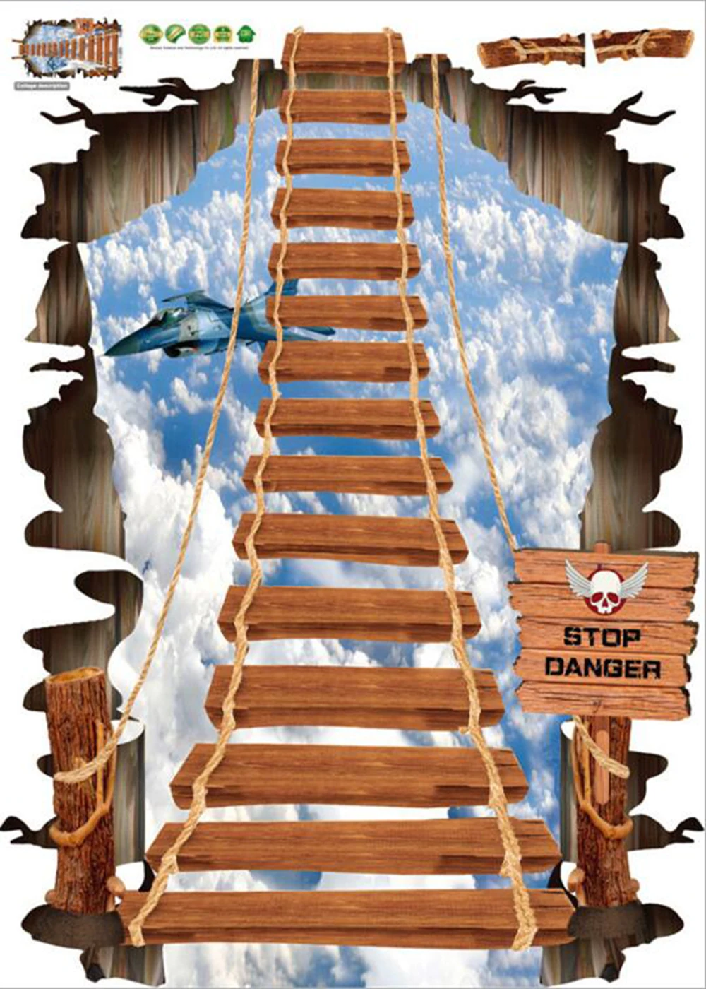 Креативная 3D подвесная наклейка на пол с мостом стену для гостиной спальни