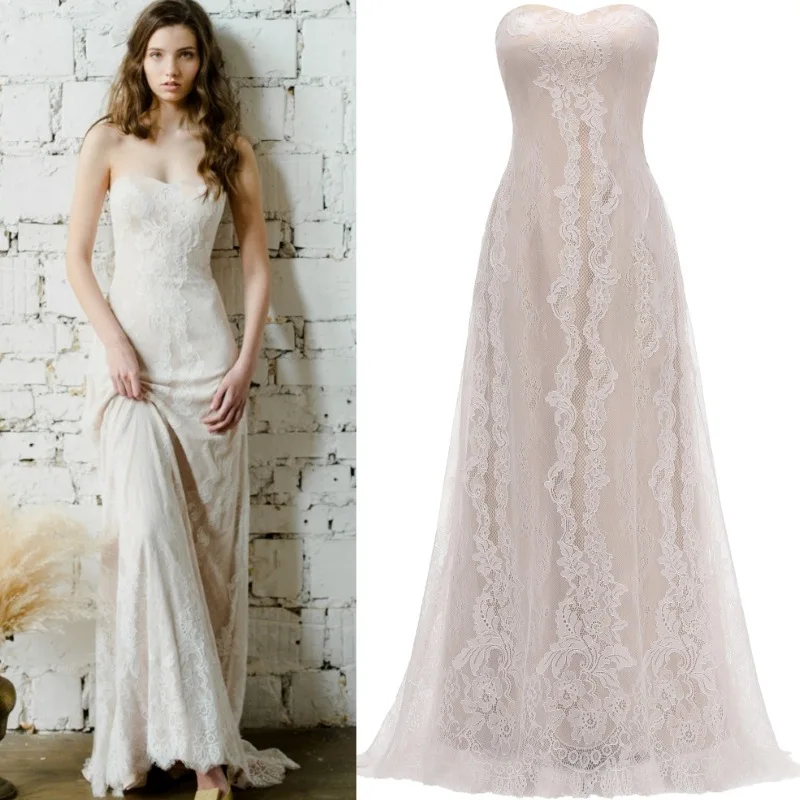 

2021 Luxury Design Fashion Lace Sexy backless banquet evening dress temperament simple slim fitting fishtail mop wedding dress