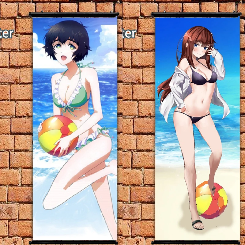 Аниме плакат Steins Ворота Makise Kurisu otaku настенный художественный Декор 105x40 см