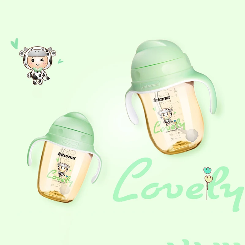 

Internat PPUS Toddler Baby Duckbill Straw Drinking Bottle Anti-leak Gravity Ball Water Cup Kids Anti-choked Handle Feeding Cups