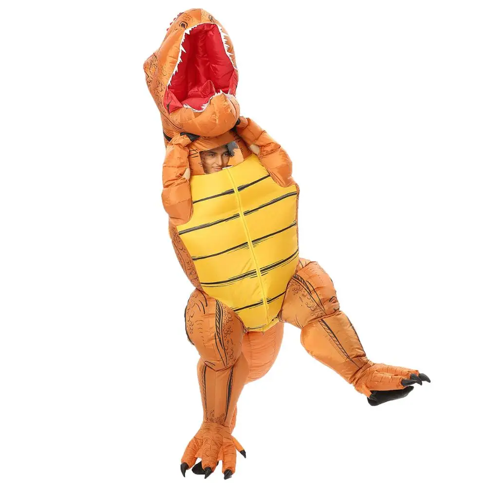 Надувной костюм тирекса трекса в виде динозавра для взрослых и детей на Хэллоуин