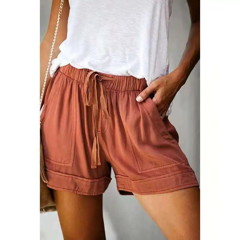 

2021 European and American women's hot style loose high waist wide leg leisure shorts 1662