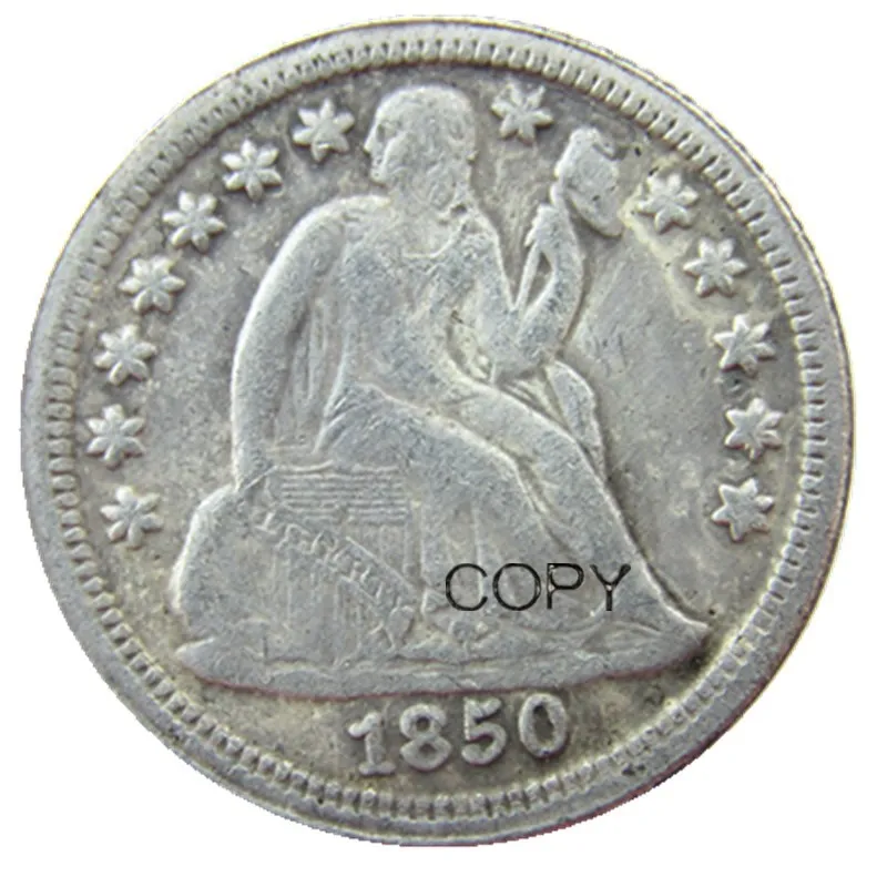 США 1850 P/S Liberty сидя Dime Посеребренная копия монеты|Безвалютные монеты| |