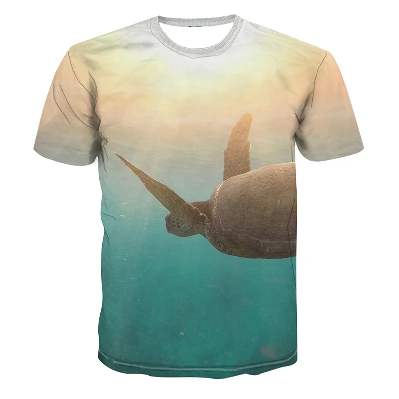 

Trendy Brand Men T-Shirts 2021 Summer Quick Dry Short Sleeve Shirt 3D Sea Turtle Printed Child Tee Tops Cartoon Clothes 4XL