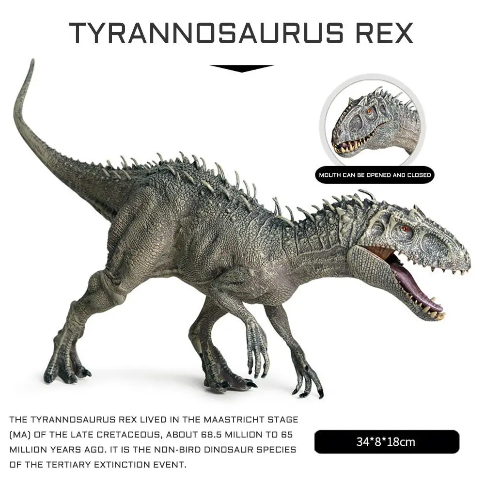 

New 34x8x18cm Jurassic Indominus Rex Action Figures Open Mouth Savage Tyrannosaurus Dinossauro World Animals Model Kid Toy