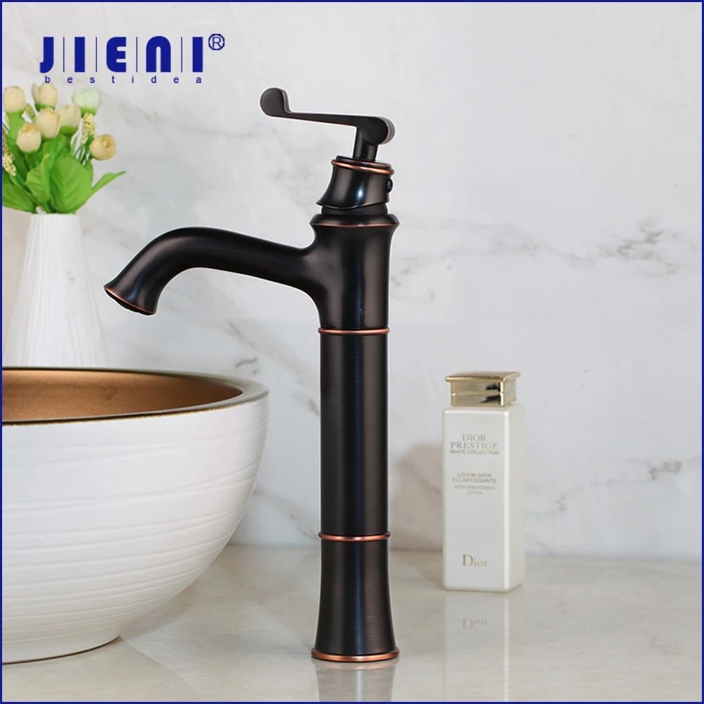 

JIENI Black ORB Bathroom Faucets Basin Stream Spout Bathroom Oil Rubbed Bronze Deck Mounted Basin Sink Vanity Tap Mixer Faucet