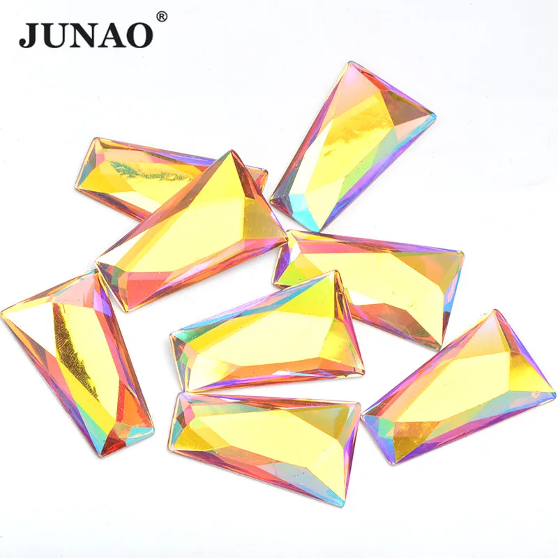 JUNAO 10 шт. 13x27x44 мм большие желтые AB Стразы с плоской задней стороной геометрические