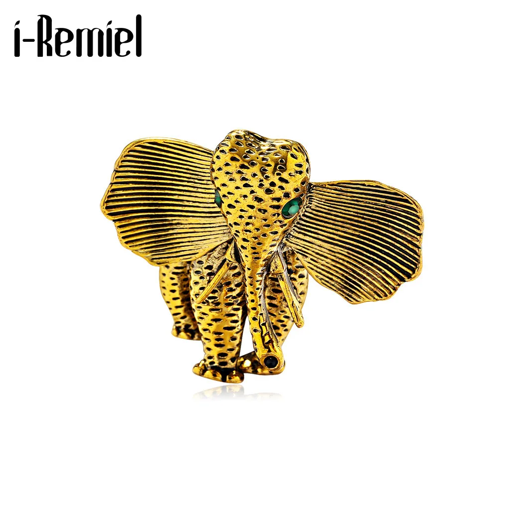

Retro Elephant Animal Brooches Gold Color Metal Badge Women Men Lapel Pin Holiday Birthday Gift Accessories Jewelry