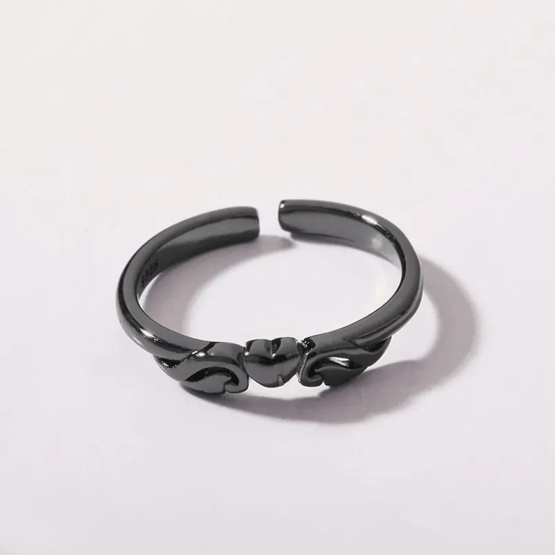 Женское кольцо с подвеской в виде крыла черное серебряным покрытием|Кольца для