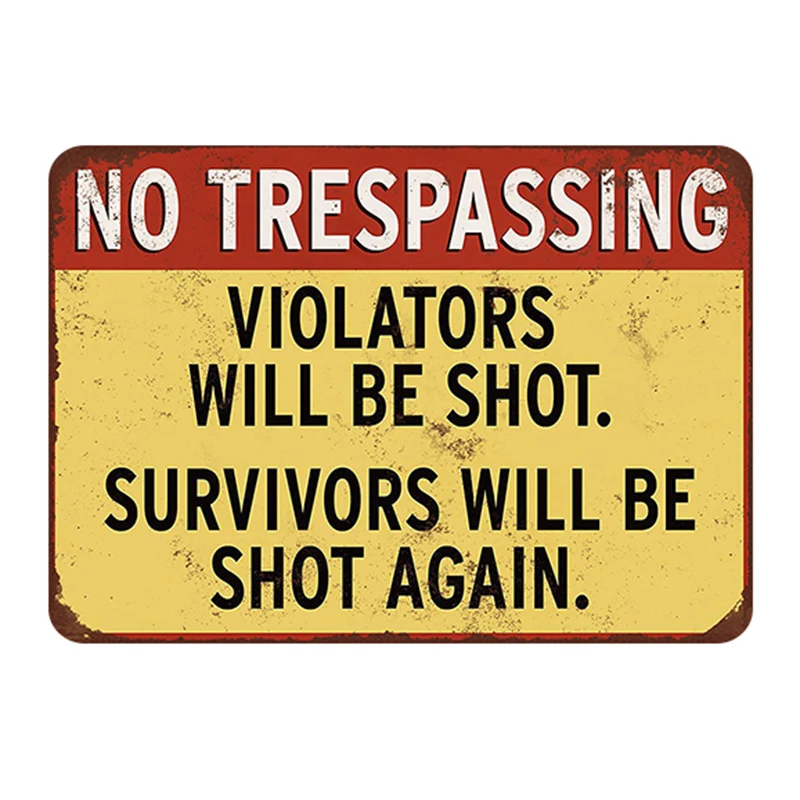 

WARNING NO TRESPASSING Metal Wall Art Tin Sign Vintage Retro Metal Sign Vintage Tin Plate Painting Wall Decoration 8x12 Inch