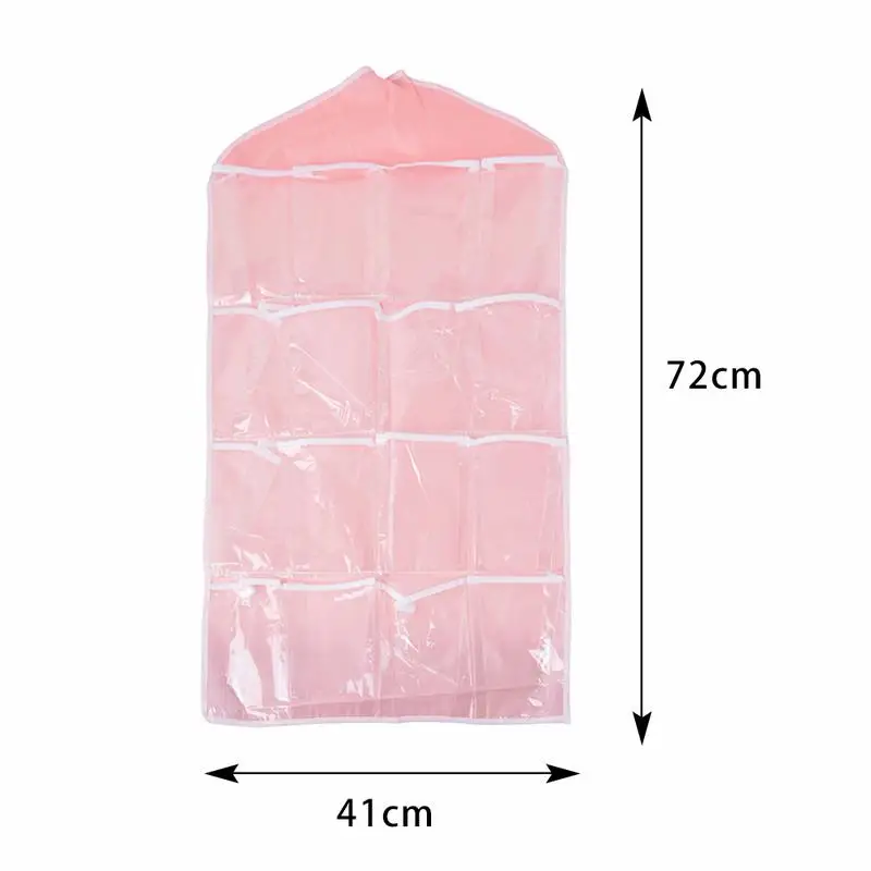 Pink 16 карманов настенные подвесные сумки для хранения косметики сумки для игрушек навесной шкаф Органайзер Нижнее белье носки ювелирные изделия сортировочные сумки - Цвет: Pink