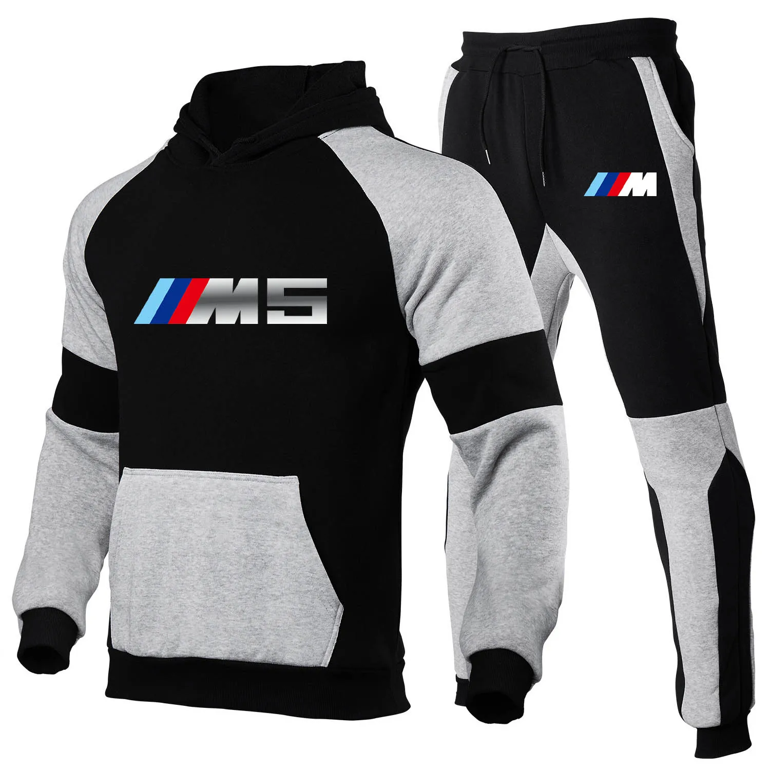 

New BMW M Men's Autumn Winter Sets Clip colorHoodie+pants Two Pieces Casual Tracksuit Male Sportswear Brand Clothing Sweat Suit