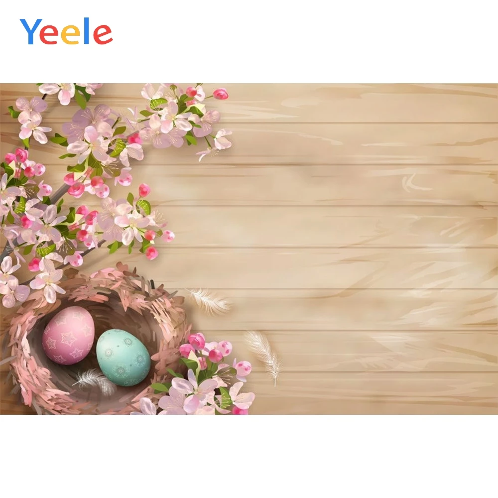 Виниловый фон для фотосъемки с изображением деревянных досок весенних цветов