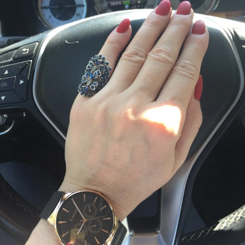 Kinel винтажные большие полые розовые Стрекоза со стразами Кольца женские