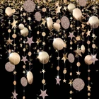 И формирующая листы для кровли 4 м с аппликацией в виде Золотой Звезды Бумага баннер цепь точка флаги рождественские украшения DIY висит овсянка гирлянда для дома Свадебная вечеринка Декор Suppllie