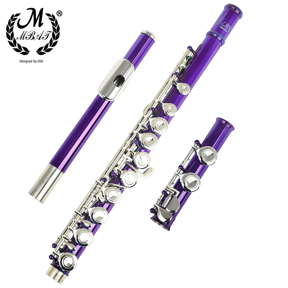 M MBAT фиолетовая Флейта с 16 отверстиями серебристая замкнутым отверстием