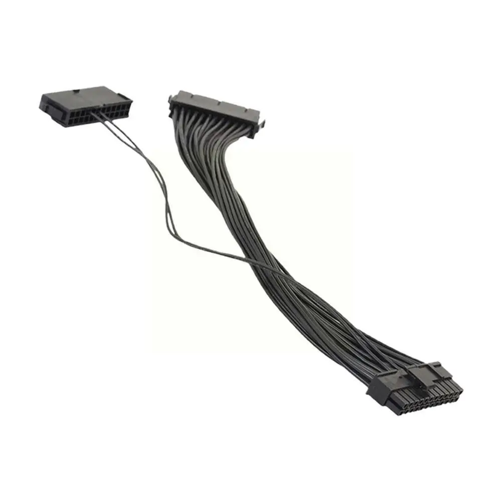 Черный 24-контактный двойной синхронный удлинитель питания с адаптером Add2psu