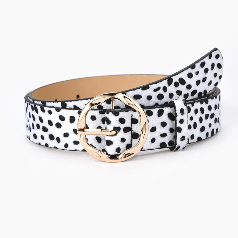 

YonbaoDY New woman belt for Jeans and pants Circle pin buckle Leopard Zebra pattern Snakeskin Cow skin pattern Dress belt
