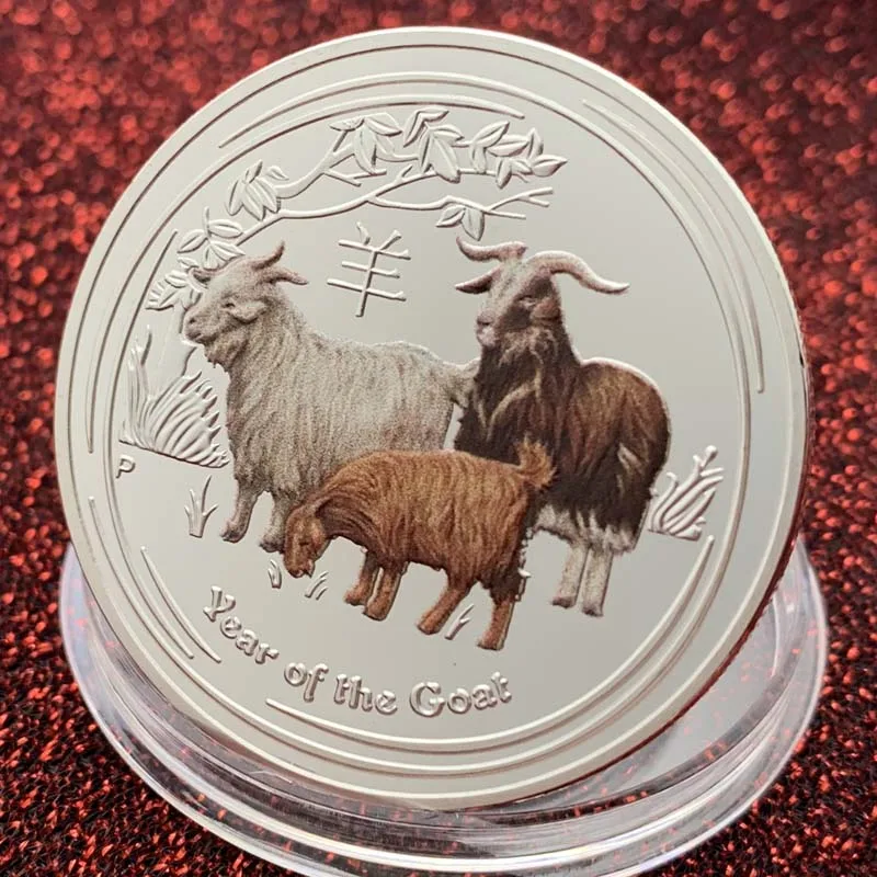 Australia Zodiac Animal Year of The Tiger &amp Snake Sheep Silver Plated Coin 1 Oz Painted Commemorative Medal Craft Collection | Дом и сад