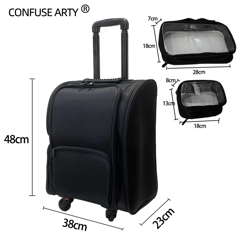 

1+6 Sets Large Beauty Cosmetic Case Rolling Tattoo Luggage Spinner Women Professional Nail Makeup Trolley Suitcase for Travel