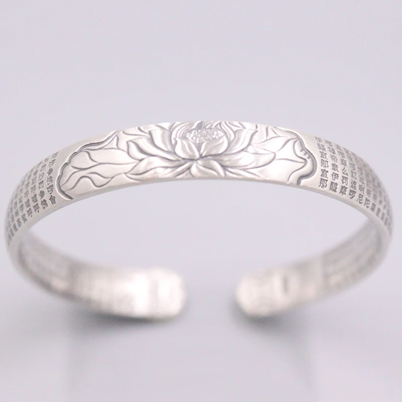 

Женский серебряный браслет S999 с цветком пиона, 58-62 мм, 36,12 г, 9 мм, лучший подарок