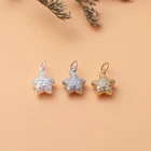 S925 Стерлинговое Серебро позолоченная пентаграмма кулон трехмерный Циркон маленькая звезда с бриллиантом подвесной браслет, ожерелье s