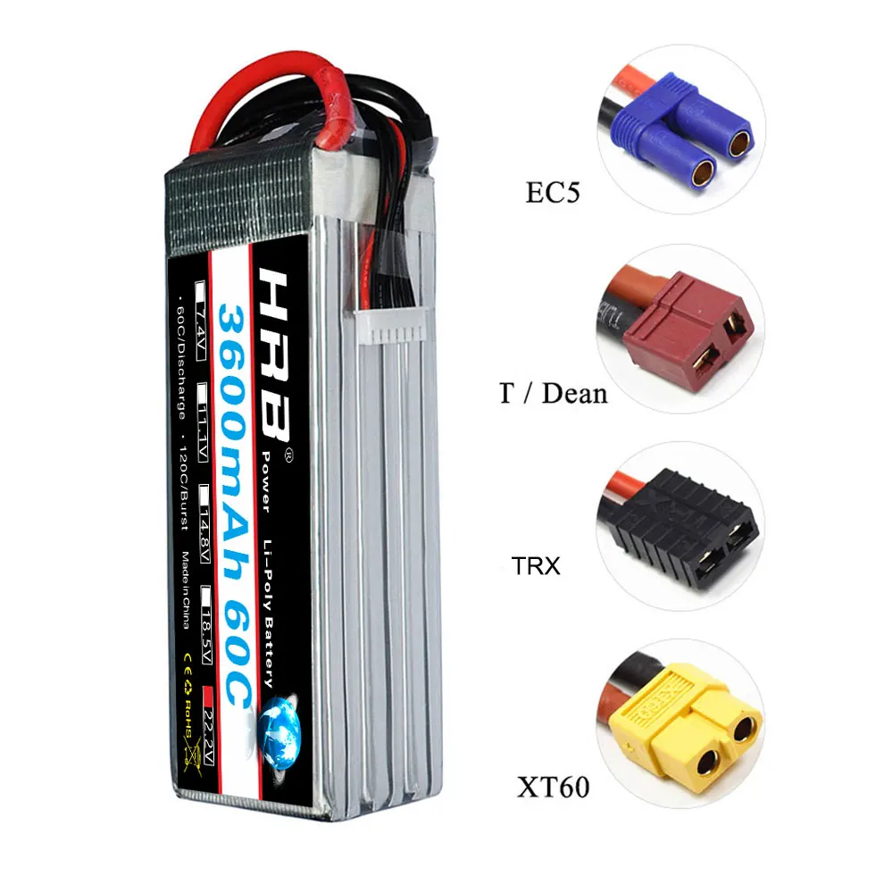 HRB 6S Lipo Батарея 22 2 V 3600 мА/ч 60C 120C для TREX 500 550 вертолет Quadcopter RC автомобиль с XT60 T