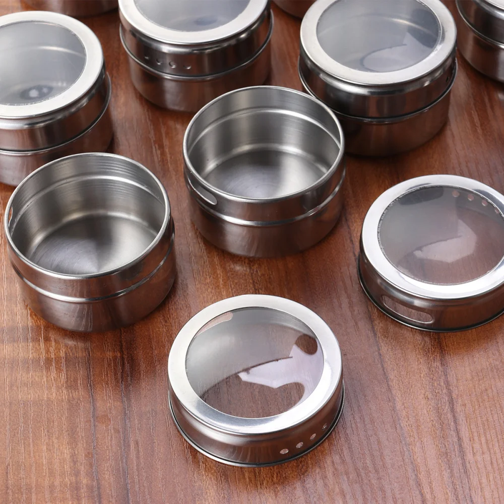 10 шт. Нержавеющая сталь емкости для хранения специй Магнитный банки Портативный