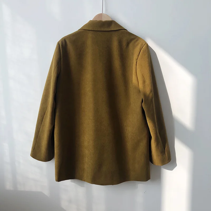 

Korean Work Style Elegant Solid Casual Blazers Double Breasted Long Sleeve Women Coats 2021 Spring Chic All Match Ropa De Mujer