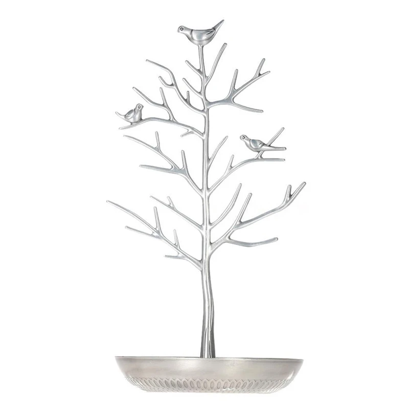 

Metal Tree Jewelry Stand Display Rack Earring Necklace Ring Holder Organizer Color:Vintage Silver