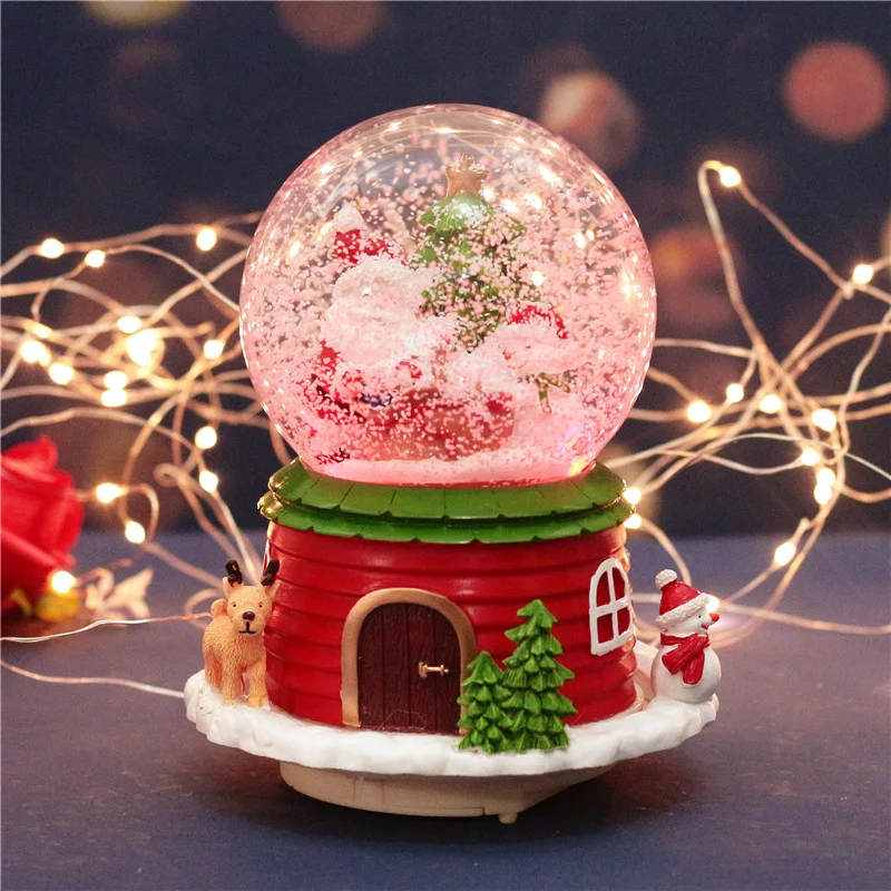 Рождество Снежный шар музыкальная шкатулка Санта Снеговик хрустальный с