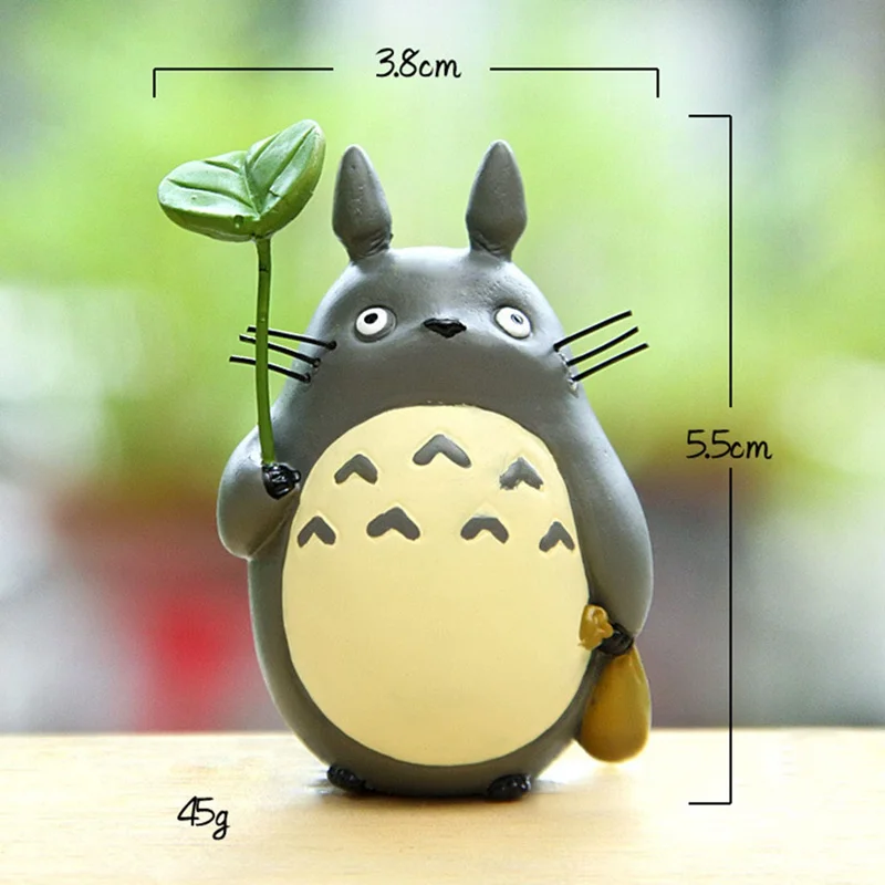 

1pc Totoro Doll with Leaf Pendulum Miniatures Figurines Cartoon Animal DIY Micro Landscape Miniature Garden Statuette Decor