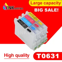 empty t0631 refillable ink cartridge for epson stylus c67 c87 c87pe cx4100 cx4700 cx3700 inkjet printer with auto reset chip