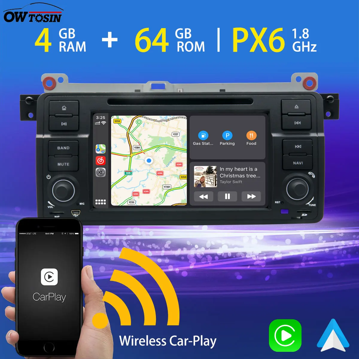 Автомобильный DVD-проигрыватель PX6 4G + 64G Android 10 для BMW 3er E46 M3 Rover 75 MG ZT GPS-навигация