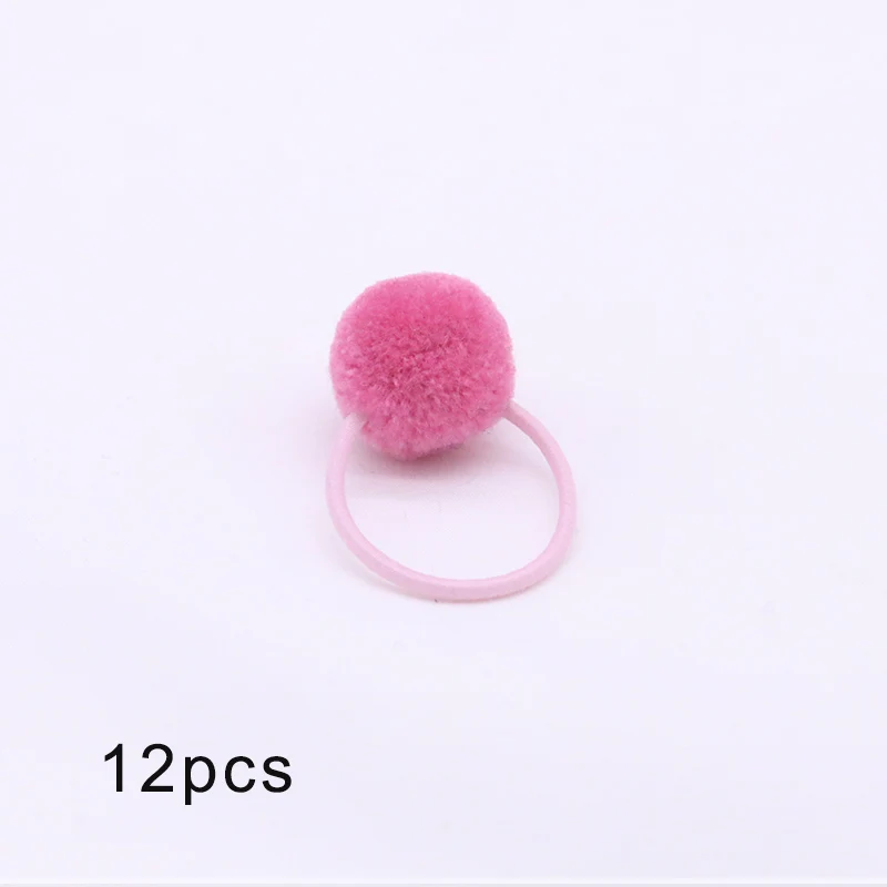 pink 12 шт., меховой шарик, эластичная резинка для волос для девочек, конский хвост, держатели, плюшевый шар, кольцо для волос, женский эластичный галстук для волос, аксессуары, Резиновая лента для волос - Цвет: pink