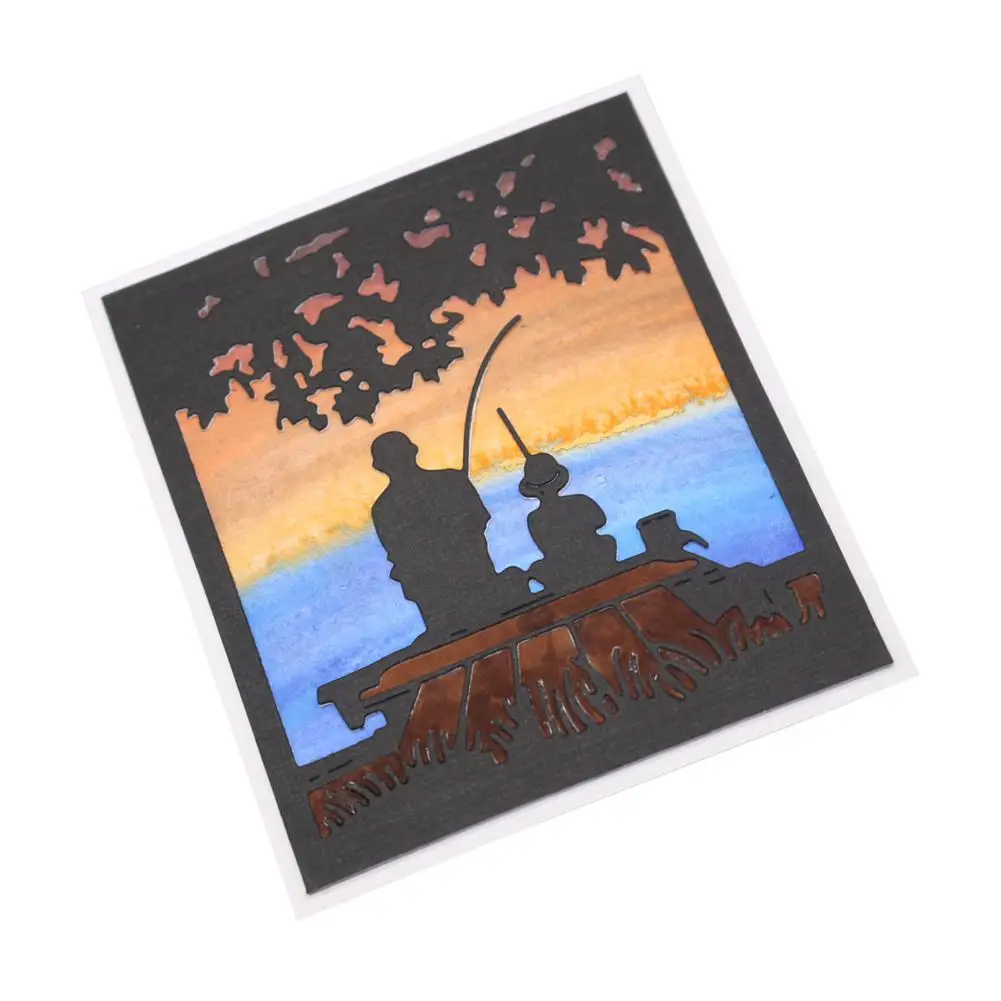 Сын Рыбалка шаблон DIY Скрапбукинг травления Режущий инструмент для штамповки