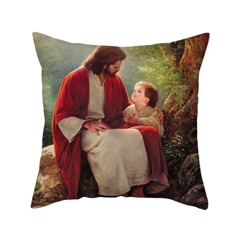

Fuwatacchi Western Oil Painting Cushion Cover Godfather Angel Pillow Cover Home Sofa Car Decorative Throw Pillowcase 45x45cm